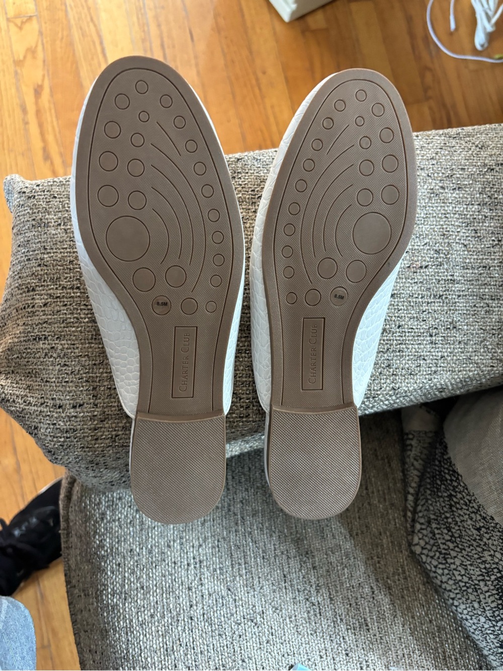 Charter Club Cream Croc-Textured Slip-On Mule Loafers - Picture 3 of 8